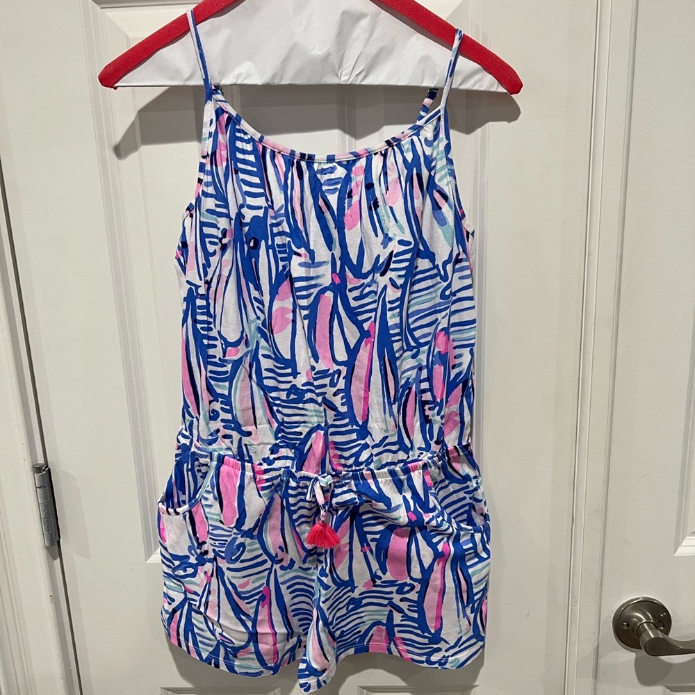 Lilly Pulitzer girls kids romper red right return Sz XL 12-14